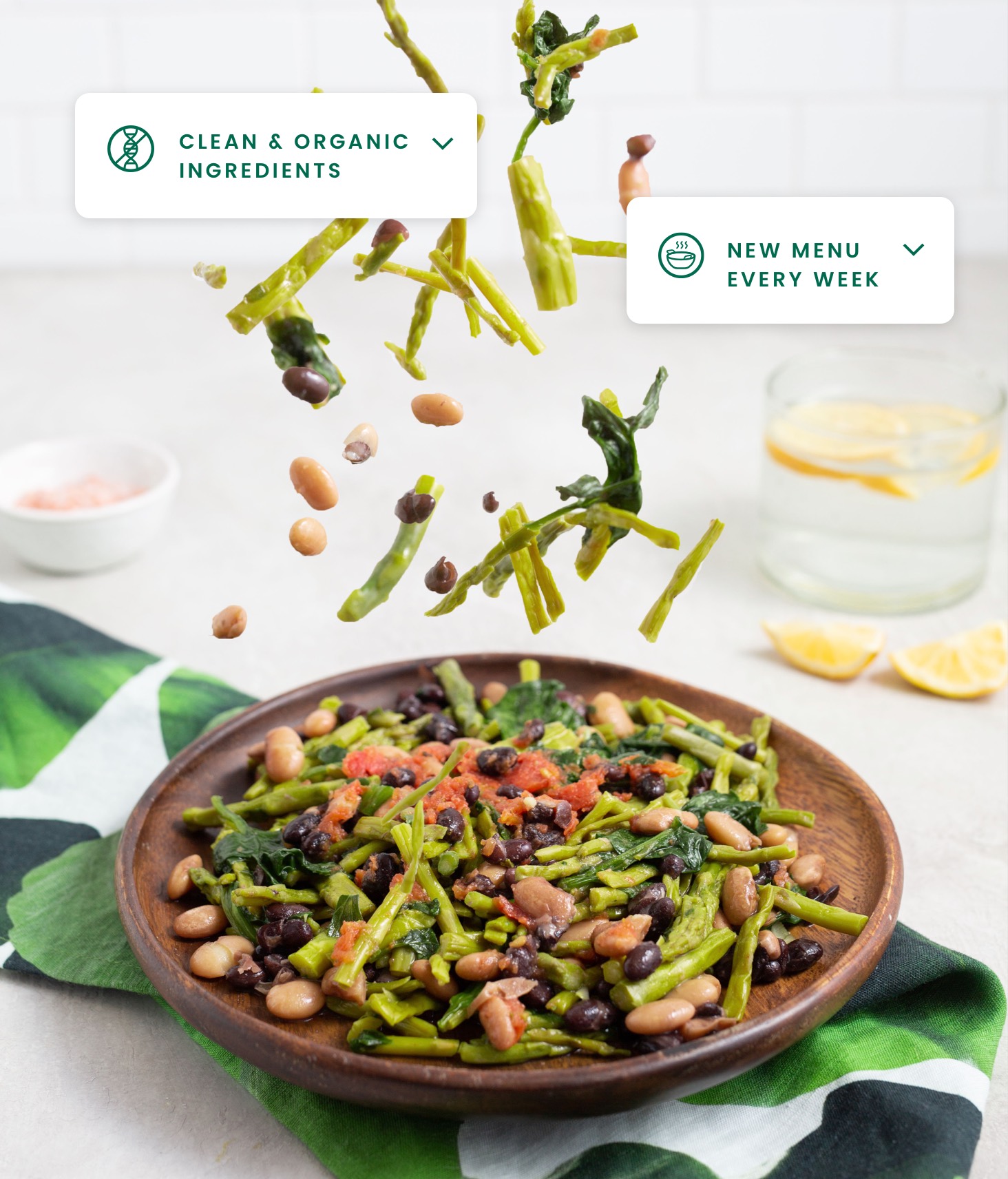 Asparagus vegan dish with beans