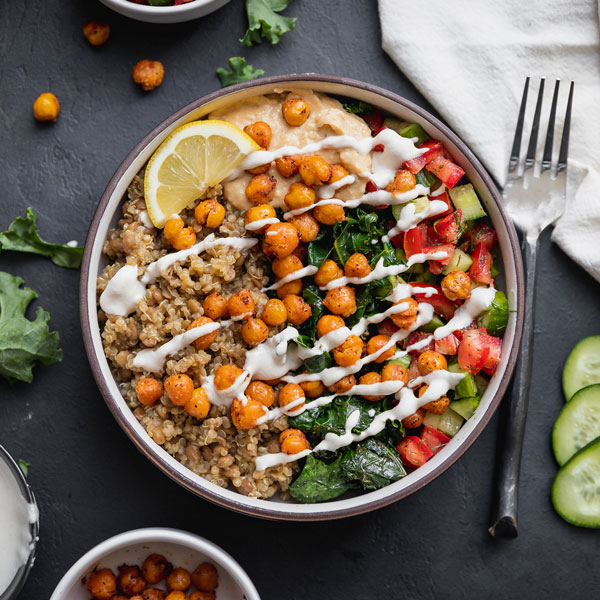 Vegan Mediterranean protein bowls
